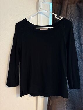 Philosophy Black Boatneck Three-Quarter Sleeve Sweater